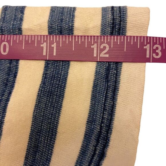 Gap V-Neck Blue and White Striped Top with 3/4 length sleeves and silver‎ accent - Picture 10 of 11